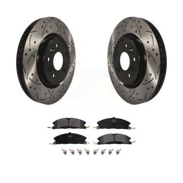 Front Coat Drill Slot Disc Brake Rotor Semi-Metallic Pad Kit For 2013 Ford Explorer Sport KDF-100029