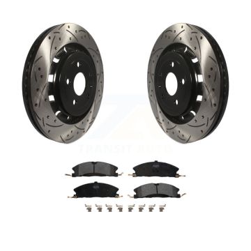 Front Drilled Slot Brake Rotor Semi-Metallic Pad Kit For Ford Explorer Flex Taurus Police KDF-100033