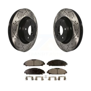 Front Coated Drilled Slotted Disc Brake Rotors And Semi-Metallic Pad Kit For Ford Mustang KDF-100037