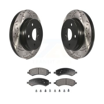 Front Drilled Slot Brake Rotors Semi-Metallic Pad Kit For Ram 1500 Classic Dodge Chrysler KDF-100041