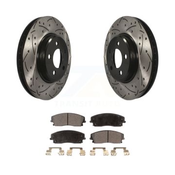 Front Drill Slot Brake Rotors Semi-Metallic Pad Kit For Dodge Chrysler 300 Charger Magnum KDF-100043