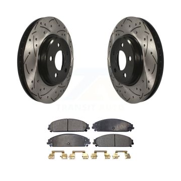 Front Coated Drill Slot Disc Brake Rotors Semi-Metallic Pad Kit For 2019 Dodge Charger GT KDF-100044