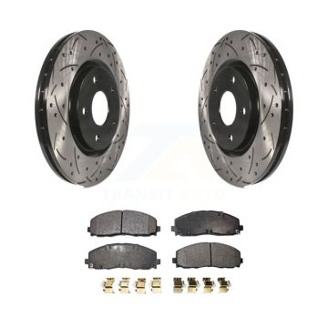 Front Drill Slot Brake Rotor Semi-Metallic Pad Kit For Dodge Grand Caravan Journey Town & KDF-100054