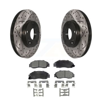 Front Drilled Slot Disc Brake Rotor Semi-Metallic Pad Kit For 1998-2002 Honda Accord 3.0L KDF-100063