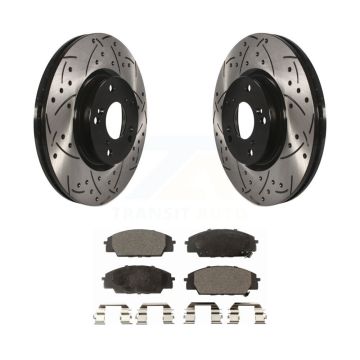 Front Drilled Slot Disc Brake Rotor & Semi-Metallic Pad Kit For Honda Civic Acura CSX RSX KDF-100069