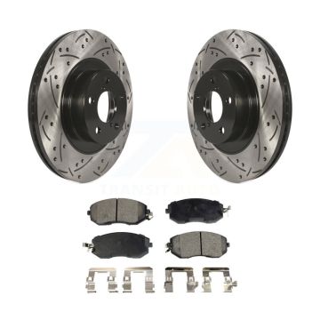 Front Drill Slot Brake Rotor Semi-Metallic Pad Kit For Subaru Forester Impreza XV Outback KDF-100074