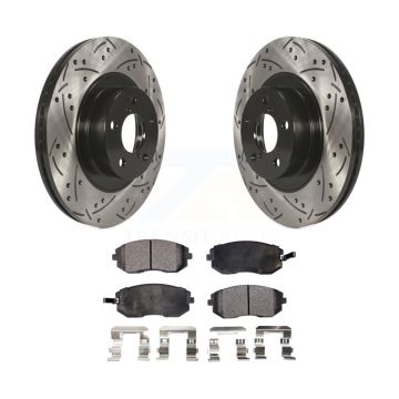 Front Drilled Slot Brake Rotors Semi-Metallic Pad Kit For Subaru Outback Forester Impreza KDF-100076