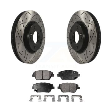 Front Drilled Slot Disc Brake Rotor & Semi-Metallic Pad Kit For Hyundai Sonata Kia Optima KDF-100088