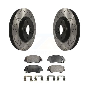 Front Drill Slot Brake Rotors Semi-Metallic Pad Kit For Kia Forte With 15" Factory Wheels KDF-100090