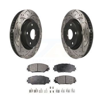 Front Drill Slot Brake Rotor Semi-Metallic Pad Kit For Toyota RAV4 Matrix Pontiac Vibe iM KDF-100097
