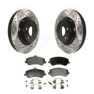 Front Drilled Slot Disc Brake Rotor Semi-Metallic Pad Kit For Mercedes-Benz GLK350 GLK250 KDF-100103