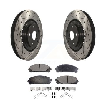 Front Drilled Slot Brake Rotor & Semi-Metallic Pad Kit For Toyota Highlander Sienna Lexus KDF-100117