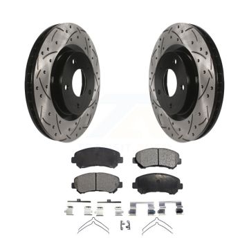 Front Coated Drilled Slot Disc Brake Rotors Semi-Metallic Pad Kit For Nissan Rogue Select KDF-100118