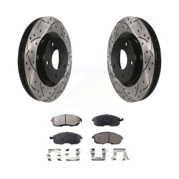 Front Drill Slot Disc Brake Rotors Semi-Metallic Pad Kit For 2007-2012 Nissan Sentra SE-R KDF-100119