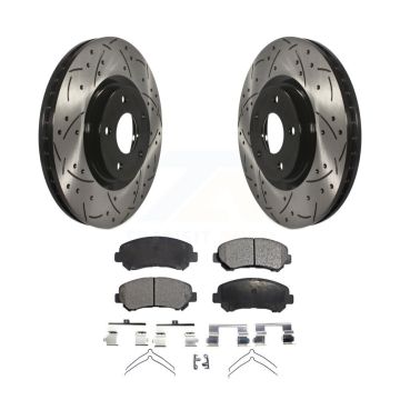 Front Coated Drilled Slot Disc Brake Rotor & Semi-Metallic Pad Kit For Nissan Sentra Juke KDF-100120