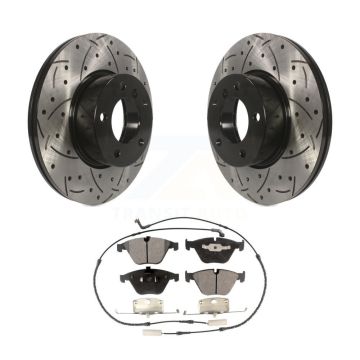 Front Coat Drill Slot Disc Brake Rotor Semi-Metallic Pad Kit For BMW 328i xDrive X1 328xi KDF-100124
