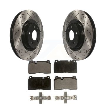 Front Coated Drilled Slotted Disc Brake Rotors And Semi-Metallic Pads Kit For Audi Q5 KDF-100129