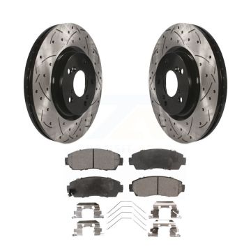 Front Coat Drill Slot Disc Brake Rotors Semi-Metallic Pad Kit For 2011-2014 Honda Odyssey KDF-100130
