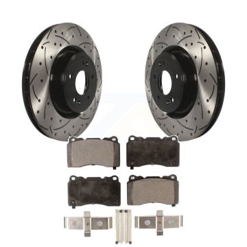 Front Coated Drill Slot Disc Brake Rotors Semi-Metallic Pad Kit For Hyundai Genesis Coupe KDF-100132