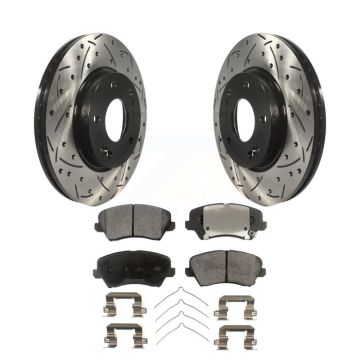Front Drill Slot Brake Rotors Semi-Metallic Pad Kit For Kia Forte Hyundai Elantra GT Koup KDF-100142