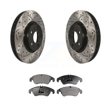 Front Drilled Slot Brake Rotor Semi-Metallic Pad Kit For Audi A4 Quattro Q5 A5 allroad A7 KDF-100147