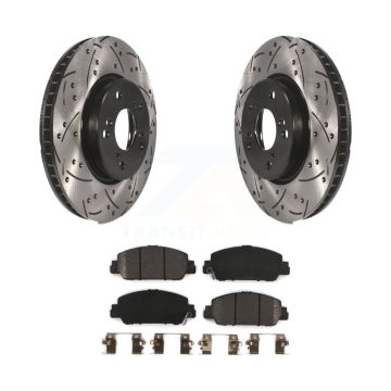 Front Coated Drilled Slotted Disc Brake Rotors And Semi-Metallic Pad Kit For Honda Accord KDF-100161