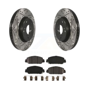 Front Coated Drilled Slotted Disc Brake Rotor Semi-Metallic Pad Kit For Honda HR-V Accord KDF-100163