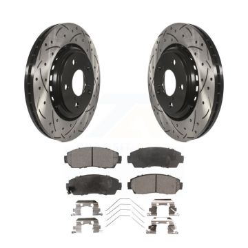 Front Coated Drill Slot Disc Brake Rotor Semi-Metallic Pad Kit For Honda Odyssey Passport KDF-100164