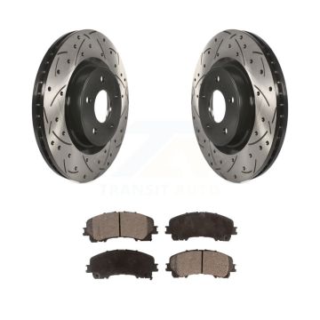 Front Coated Drill Slot Disc Brake Rotors Semi-Metallic Pad Kit For INFINITI Q50 QX50 Q60 KDF-100167