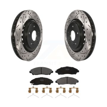 Front Coated Drilled Slot Disc Brake Rotors Semi-Metallic Pad Kit For 2014-2016 Acura MDX KDF-100169