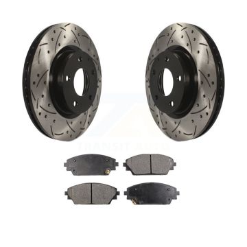 Front Coated Drilled Slot Disc Brake Rotor & Semi-Metallic Pad Kit For Mazda 3 CX-3 Sport KDF-100170