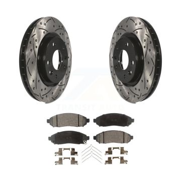Front Coated Drilled Slotted Disc Brake Rotors And Semi-Metallic Pads Kit For Nissan LEAF KDF-100175