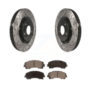 Front Coated Drilled Slotted Disc Brake Rotors And Semi-Metallic Pad Kit For Nissan Rogue KDF-100178