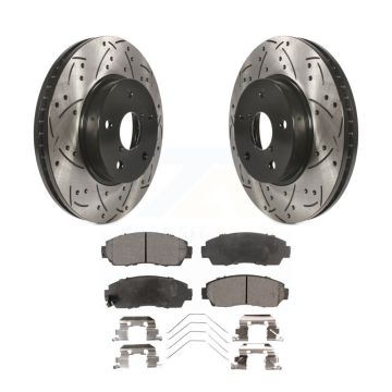 Front Drill Slot Disc Brake Rotors Semi-Metallic Pad Kit For 2016-2019 Subaru Legacy 2.5L KDF-100181