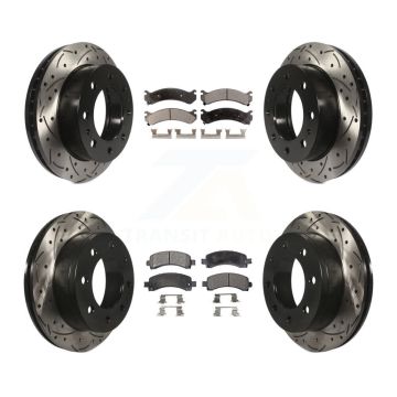 Front Rear Drilled Slot Brake Rotors Semi-Metallic Pad Kit For Chevrolet Express 2500 GMC KDF-100189