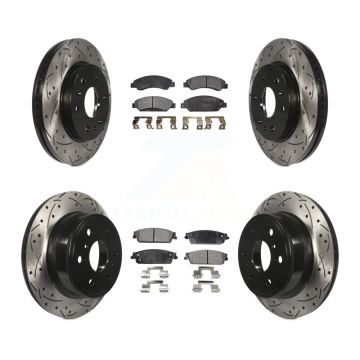 Front Rear Drill Slot Brake Rotors Semi-Metallic Pad Kit For Chevrolet Avalanche Cadillac KDF-100191
