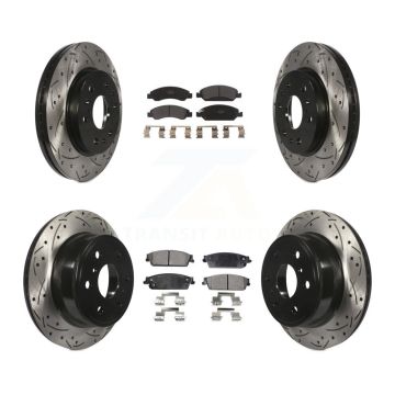 Front Rear Drill Slot Brake Rotors Semi-Metallic Pad Kit For Chevrolet GMC Sierra 1500 XL KDF-100192