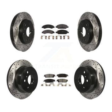 Front Rear Drill Slot Brake Rotors Semi-Metallic Pad Kit For GMC Sierra 1500 Chevrolet XL KDF-100193