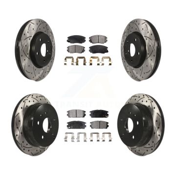 Front Rear Drill Slot Brake Rotor Semi-Metallic Pad Kit For Chevrolet Equinox GMC Terrain KDF-100196