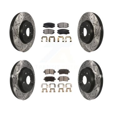 Front Rear Drill Slot Brake Rotor Semi-Metallic Pad Kit For Chevrolet Malibu Impala Buick KDF-100197