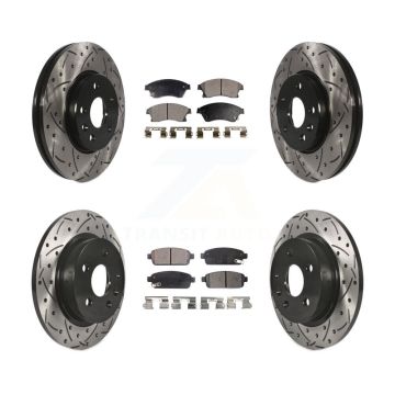 Front Rear Drill Slot Brake Rotor Semi-Metallic Pad Kit For Chevrolet Cruze Sonic Limited KDF-100198