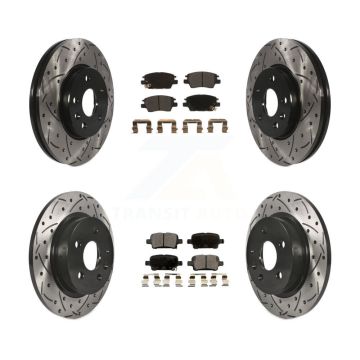 Front Rear Coated Drilled Slot Disc Brake Rotor Semi-Metallic Pad Kit For Chevrolet Cruze KDF-100200
