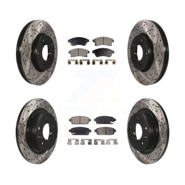 Front Rear Drilled Slot Disc Brake Rotor Semi-Metallic Pad Kit For 2012-2013 Buick Verano KDF-100205