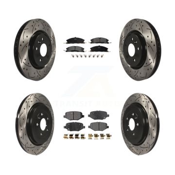 Front Rear Drill Slot Disc Brake Rotor Semi-Metallic Pad Kit For 2013 Ford Explorer Sport KDF-100225