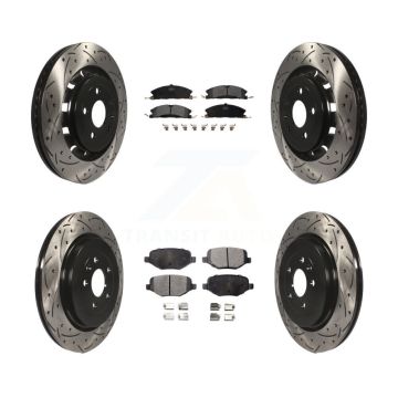 Front Rear Drill Slot Brake Rotors Semi-Metallic Pad Kit For Ford Explorer Police Utility KDF-100232