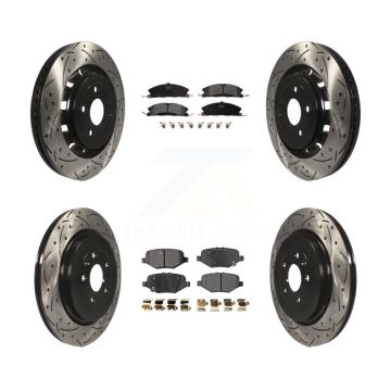Front Rear Drill Slot Brake Rotor Semi-Metallic Pad Kit For Ford Explorer Flex Taurus MKS KDF-100233