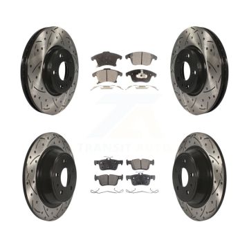 Front Rear Drill Slot Disc Brake Rotors Semi-Metallic Pad Kit For Ford Fusion Lincoln MKZ KDF-100234