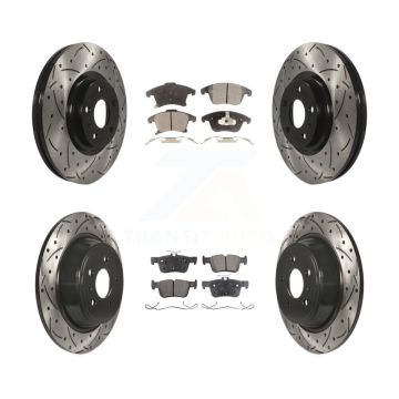 Front Rear Drill Slot Disc Brake Rotors Semi-Metallic Pad Kit For Ford Fusion Lincoln MKZ KDF-100235