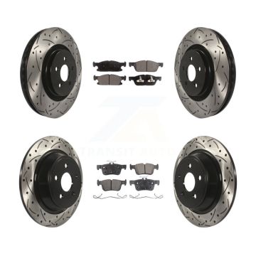 Front Rear Drilled Slot Brake Rotors Semi-Metallic Pad Kit For Ford Edge Lincoln Nautilus KDF-100242