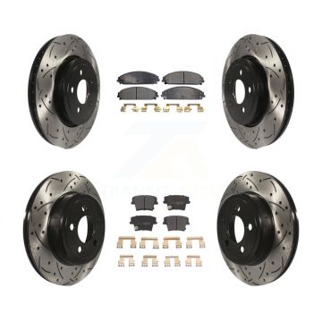 Front Rear Drilled Slot Brake Rotors Semi-Metallic Pad Kit For Dodge Charger Chrysler 300 KDF-100249